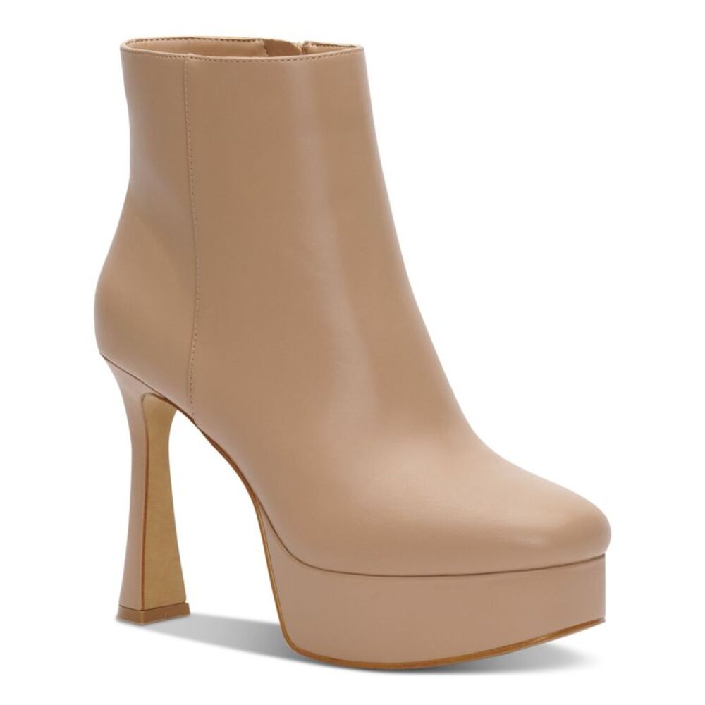 INC Womens Beige 1-1/2" Platform Comfort Alize Round Toe Stiletto Booties 7.5 M